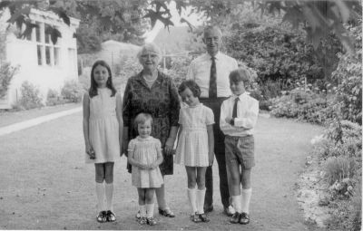1971 Eileen and Jack Martin with grandchildren Catherine Anne Elizabeth and Richard Martin
This photo shows John Herbert (Jack) Martin (1899-1977), the grandson of Bridget Coleman with his wife Eileen (nee Grant) and their four grand children Catherine, Anne, Elizabeth, and Richard Martin, the children of Jim Martin.
