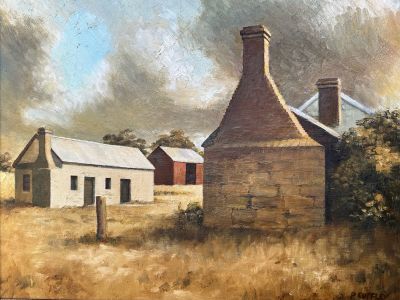 1960s Culla Hill painting by Peter Cuffley based on 1940 Home Beautiful photo
This painting of the Culla Hill property, based on the 1940 Home Beautiful article, was done by Peter Cuffley in the late 1960s.
