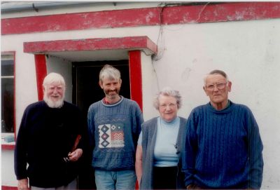 1996 Fanore - Jim Martin with Patsy, Jim and Nancy Carrucan
Taken when Jim and Helen Martin were touring the family haunts in Ireland in 1996, this photo shows Jim with Patsy Carrucan and Patsy's parents Jim and Nancy.
