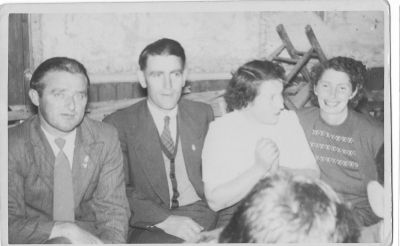 1954 - Jimmy and Nancy Carrucan with neighbours at a dance in the pavilion, Lisdonnvarna
