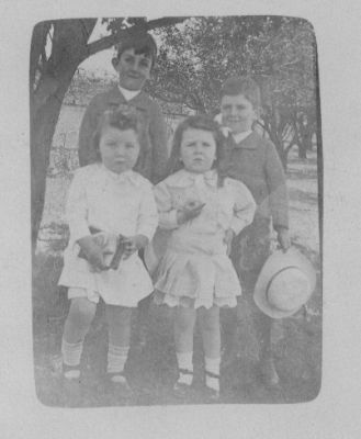 1919 - Pat, Jack, Betty and Ken Carrucan as young children at Eltham
Pat, Jack and Betty were the 3 children of Michael and Mary (nee Sweeney) Carrucan who also raised their first cousin Ken whose mother (Mary's sister) had died in childbirth.
Back: Pat (1911-1991) and Jack (1913-1976)
Front: Ken (1916 - 1997) and Betty (1915 - 1990)
All were brought up in the old Dalton St farm at Eltham. Pat, Ken and Betty all married and had their own families, thus adding further to the rich texture of our family history.
