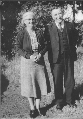 1943 approx - John Francis and Margaret Carrucan - Second Print
This photo shows John Francis (Jack) Carrucan and Margaret Ellen (Maggie) Carrucan (nee Doherty) and is one of a number of photos taken when their son Jack Jnr was on leave from the military. The family lived at Cheswick in country Victoria. \r\nJack senior was a grandson of Patrick Carrucan who migrated from Co. Clare to Eltham in the 1850s.
Keywords: 1943 approx - John Francis and Margaret Carrucan