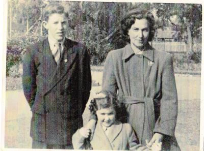 1945 - Eileen Carrucan with children Ivan (1933) and Kathleen (1935)
Joseph Thomas Carrucan (1903-1960), third youngest child of Patrick and Ellen Carrucan, was born in 1904. In 1929 he married Eileen Mary Farrelly the only girl in a family of seven boys and they lived in 60a Gold Street Collingwood. They had six children: Helen (1932), Ivan (1933), Patricia (1935), Kathleen (1937), Michael (1942) and Maree (1947).
This photo shows Eileen with her daughter Kathleen when they visited her son Ivan, who was in training with the Christian Bros at Strathfield in NSW.
Eileen and Ivan are great grand children of Patrick Carrucan and Mary O'Brien.

