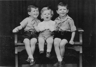 1952 - Terry, Mick and Tim Erickson pose for a formal portrait
In 1952, Betty Erickson (nee Carrucan) was living with her 3 children (Mick, Terry and Tim) and her brother Jack (John Carrucan) at the Dalton St farm in Eltham. This formal portrait shows from left Terry, Tim and Mick.
