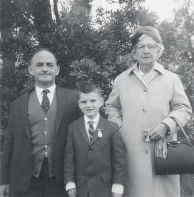 1962 - Margaret Carrucan her son Ivan and his nephew Anthony Carrucan
This photo shows Ivan Carrucan (1913-1994), the son of John Francis Carrucan (1885-1956), Anthony Carrucan, the grandson of John Francis Carrucan, and Margaret Ellen Carrucan nee Doherty (d 1969), the wife of John Francis Carrucan.
Ivan was a great grandson of Patrick Carrucan and Mary O'Brien.
