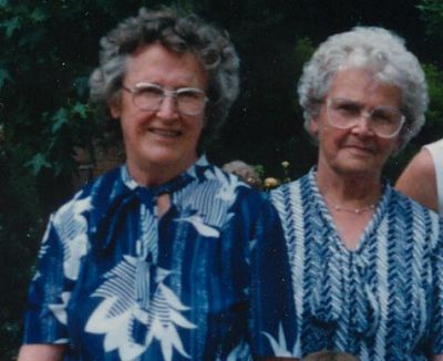 1998 - Clare Carrucan (nee McAradle) on the right with her sister Lil on the left
1998 - Clare Carrucan (nee McAradle) on the right with her sister Lil on the left
