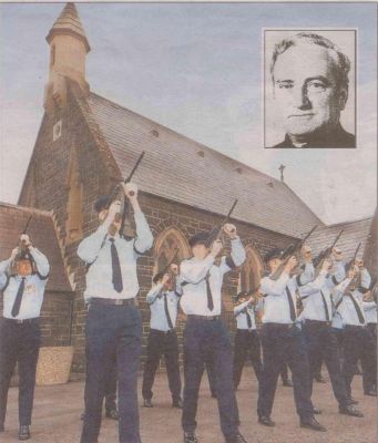 2005 - Mgr Bernie O'Regan 26 gun salute
As a sign of the respect in which Mgr Bernie O'Regan was held, he was granted a full military funeral, the first held at Melbourne General Cemetery for many many years. After Melbourne Archbishop Denis Hart led a service for him at St John's in Clifton Hill, mourners went to the cemetery where an RAAF honour guard lined the main avenue, 26 Steyr rifles raised. His many decorations and medals, including his OBE, his air-commodore rank as RAAF Chaplain General and his service medals from Vietnam and Malaysia were also carried as part of the service. The service concluded with a 26 gun salute and a live sounding of the Last Post.Bernie was a great grandson of Peter Carrucan.
