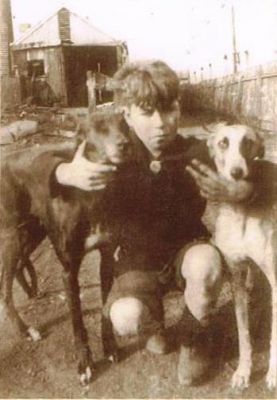 1932 - Selwyn Hayes age 11 with his dogs Trixie and Parky
Agnes Mary Carrucan (1881-1917), the youngest child of Peter Carrucan and Hannah Woods, marked Thomas Albert HAYES (1876-1952) in 1900 at Heidelberg. They had 6 children as follows
Francis Vincent (1901-)
John Joseph (1905-1985)
Thomas Albert (1907-1954)
Percival (1909-)
Selwyn James (1912-1986)
Mary Agnes (Molly) (1915-1991)
This photo, from Pam Hayes (nee Allsopp), shows Selwyn, aged 11, with his dogs Trixie and Parky.
