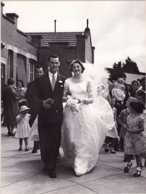 Ann Margaret Carrucan (b 1931) and Francis Xavier Magee (1931-1997) were married at East Kew in January 1956. These two photos are taken immediately after their wedding. Photos compliments of their son Kieran Magee.
