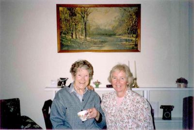 Nell Keele at her flat with Maureen Kelly
Nell Keele at her flat with Maureen Kelly
Maureen advises: 'That is me with Nell Keele, youngest of Pat & Ellen's family and the Matriach of our families after Gran died!'
