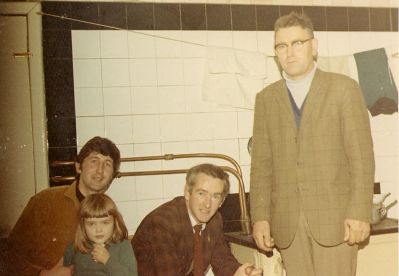 1969 - Kevin Clements with Jim and Nancy Carrucan and daughter Kathleen
A number of Carrucan family members have visited Fanore over the years to reconnect with our Irish relatives. We think the first Australian family members to do so were Mary, Margaret and Kathleen Clements, grand daughters of Peter Carrucan and Hannah Woods, in 1965. They were followed soon after by their brother Kevin in 1969.
