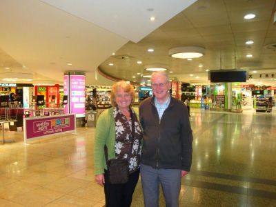 2008 Michael Carrucan visit - Gillian with Fr Peter Carrucan at Tullarmarine Airport
