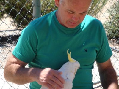 2008 Michael Carrucan visit - Michael with friend at Echuca zoo
