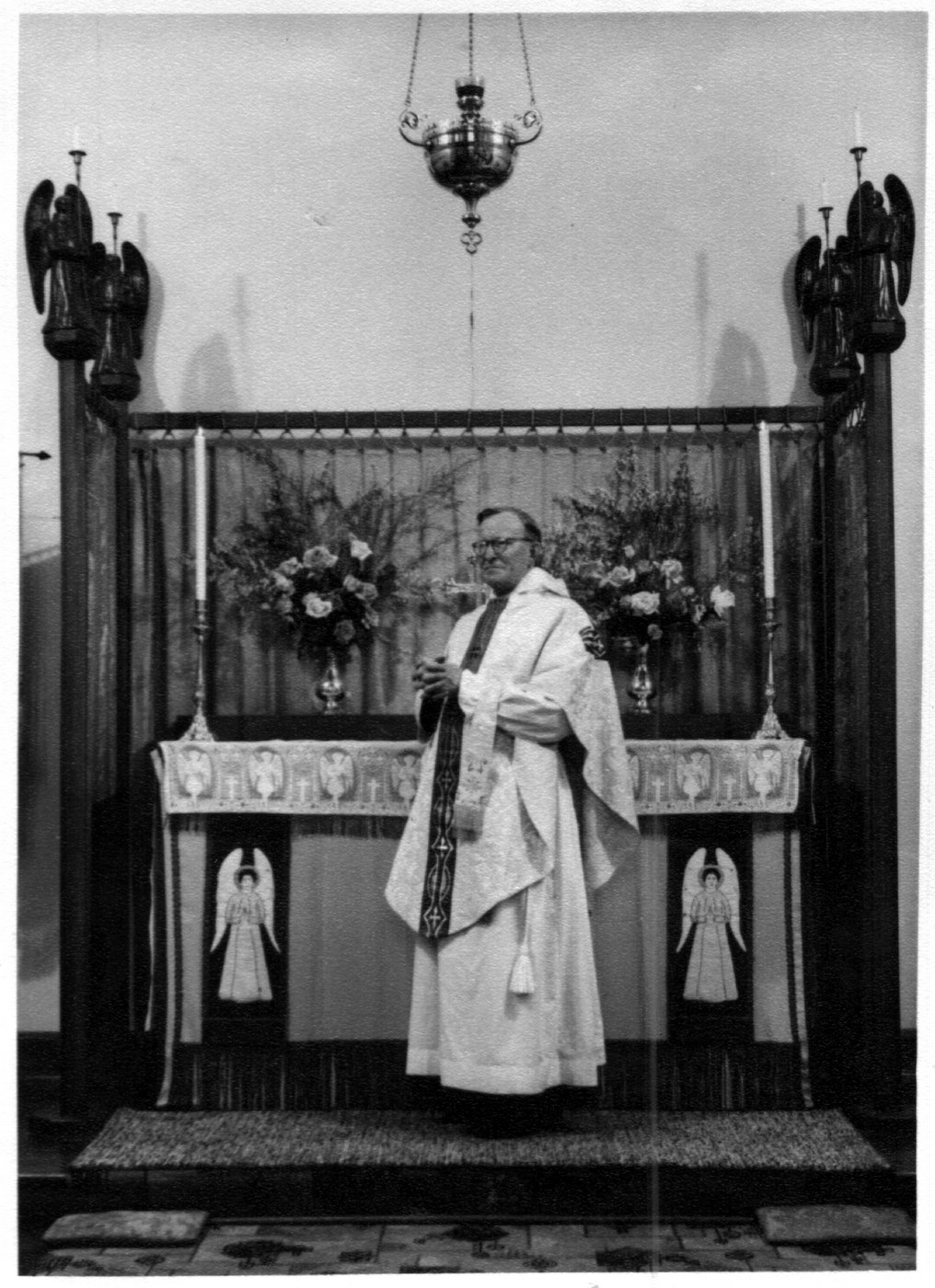 1954 Easter - Rev Oliver Hole
The Rev. Oliver Hole was appointed to St Linus’ in 1951. Rev. Hole had previously enjoyed a successful ministry, having been precentor at the Cathedral and Vicar of St Peter’s Box Hill. However, in what was ultimately an unsuccessful arrangement, the Rev’d Hole was sent to St Linus’ with the promise of only a part stipend, but with an additional income stemming from the Chaplaincy to Fawkner Cemetery (which in practice meant taking funerals). This proved unviable and his long tenure in the parish was marked by ongoing financial difficulties and declining income. Fr. Hole eventually retired in 1971, having led the parish for some 20 years. 
