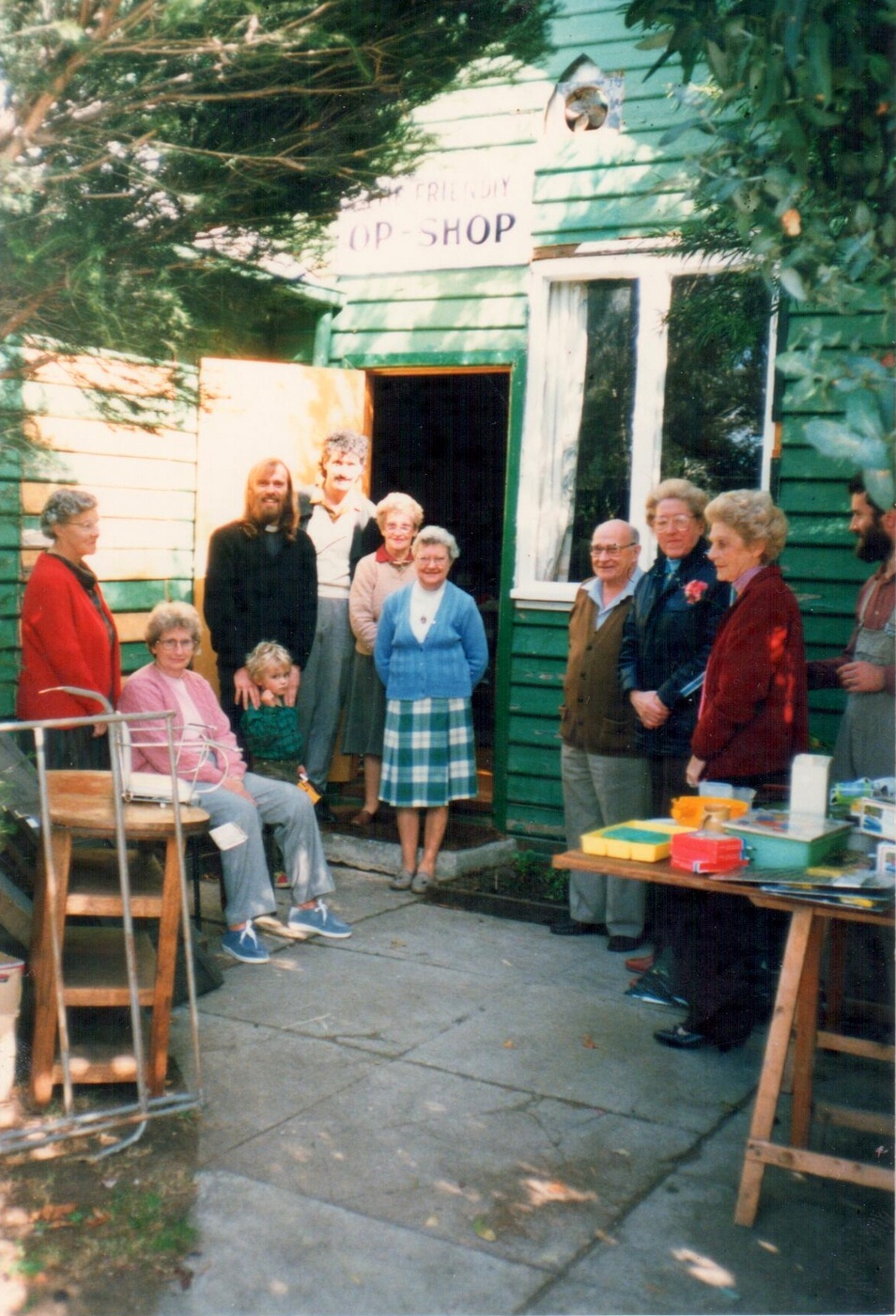 1987 St Linus Op Shop Opening
Rev. Alan Cadwallader's time as Parish Priest saw many initiatives in the parish. The hall was renovated and finally re-blocked, an Op Shop was opened, the Moyle Organ was installed, parish camps were commenced and the fete became a highly organised affair. The Parish Op Shop was opened in 1987 and ran for many years as a valuable resource for the local community.

