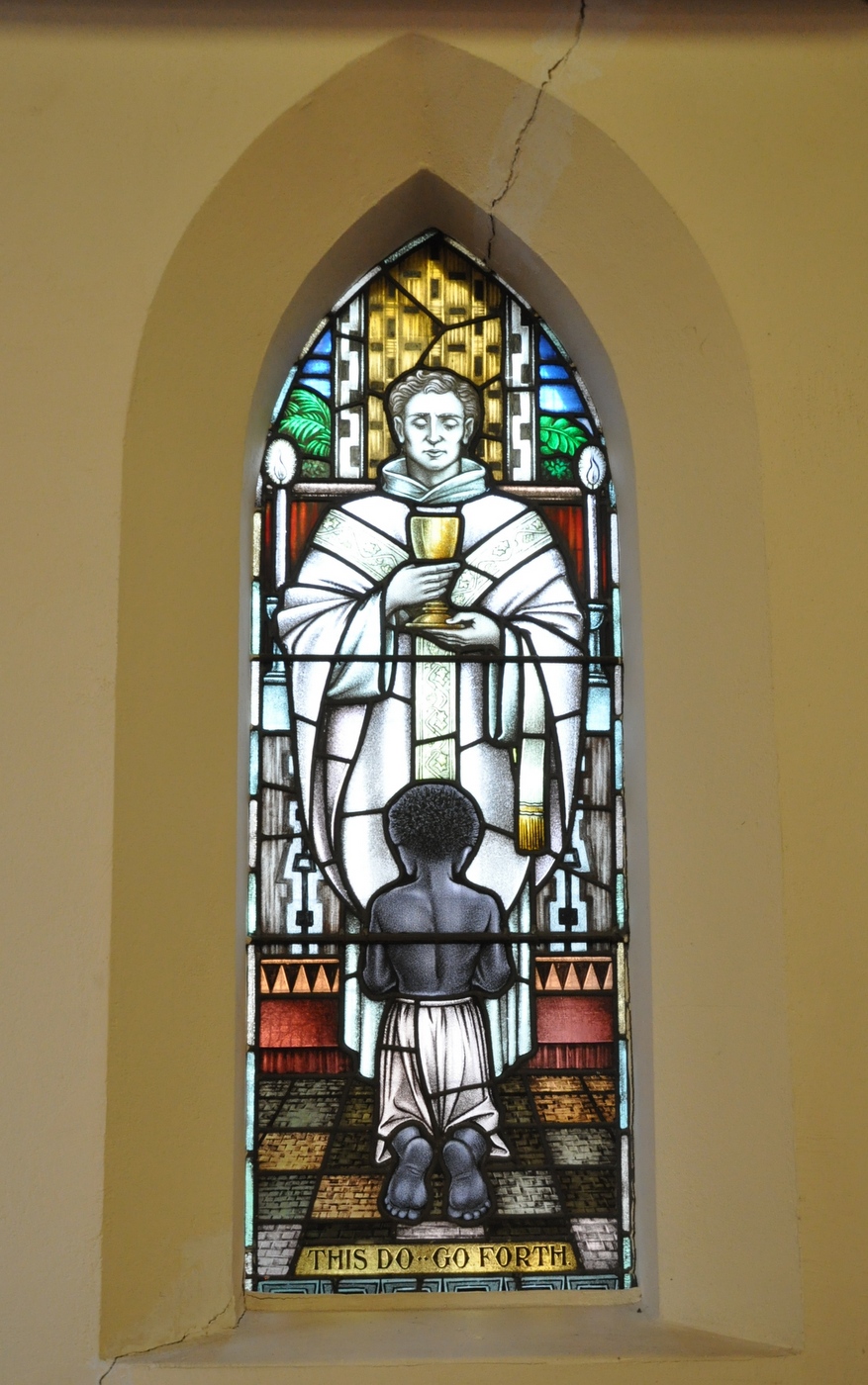 Window - 1958 Go Forth
A number of gifts were received in Fr Hole’s time.  A glass window – “Administering of Holy Communion to a Papuan Boy” given anonymously, was blessed 14 Dec, 1958.
